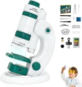 Monozone Çocuk Bilim Deney Cep Mikroskop seti 60-180x Eğitici Mini El Mikroskop Işıklı Mobil Uyumlu thumbnail 2