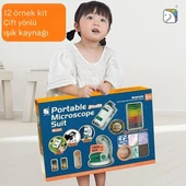 Monozone Çocuk Bilim Deney Cep Mikroskop seti 60-180x Eğitici Mini El Mikroskop Işıklı Mobil Uyumlu thumbnail 7