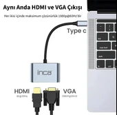 Inca ITPC-06TX USB C 4in1 – HDMI+VGA+USB+Güç Dağıtım Adap 4K@30Hz HDMI Çoklayıcı 100W PD Güçı - 2
