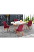 florit mobilya masamıza buyurun Antik Mermer Açılır Karegold Yemek Ve Mutfak Masası Takımı 4 Sandalyeli - Bordo thumbnail 1