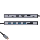 Vcom CU4706 Type-C To HDMI-2+DP+USB3.0-3+TYPE C+USB2.0+RJ45+SD2.0+TF2.0+PD+DC 3.5mm 13 in 1 Çevirici - 1