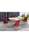 florit mobilya masamıza buyurun Antik Mermer Açılır Karegold Yemek Ve Mutfak Masası Takımı 4 Sandalyeli - Bordo thumbnail 2