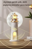 Sevimli Ay Projeksiyonlu Deniz Feneri Lambası Bluetooth Hoparlörlü 3 Kademeli Kısılabilir Kablosuz Masa Lambası thumbnail 6
