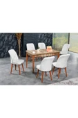 florit mobilya masamıza buyurun Floria Açılır Karegold Yemek Ve Mutfak Masası Takımı 6 Sandalyeli - Krem thumbnail 2
