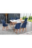 florit mobilya masamıza buyurun Beyaz Mermer Açılır Karegold Yemek Ve Mutfak Masası Takımı 6 Sandalyeli - Lacivert thumbnail 3
