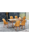 florit mobilya masamıza buyurun Floria Açılır Karegold Yemek Ve Mutfak Masası Takımı 6 Sandalyeli - Hardal thumbnail 1