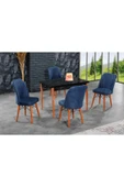 florit mobilya masamıza buyurun Siyah Sabit Karegold Yemek Ve Mutfak Masası Takımı 4 Sandalyeli - Lacivert thumbnail 1