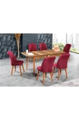 florit mobilya masamıza buyurun Barok Açılır Karegold Yemek Ve Mutfak Masası Takımı 6 Sandalyeli - Bordo thumbnail 1