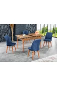 florit mobilya masamıza buyurun Barok Açılır Karegold Yemek Ve Mutfak Masası Takımı 4 Sandalyeli - Lacivert thumbnail 2