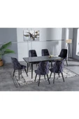 6 Kişilik Açılır Masa Sandalye Takımı Mutfak Masası Takımı Salon Masası Yemek Masası Masa Takımı - 1