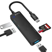 Inca ITPC-5T  Type-C Giriş 2XUSB Sd-Micro Sd2.0 Çoklayıcı USB 3.0 Çoklayıcı Çevirici Mavi Led - 1