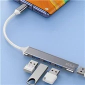 Inca IUSB-04T Type-C Grişli 4Port Usb Hub 3X2.0 USB Çıkış 3.0 USB Çıkış 5 Gbps - 4