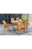 florit mobilya masamıza buyurun Floria Açılır Karegold Yemek Ve Mutfak Masası Takımı 6 Sandalyeli - Hardal thumbnail 2