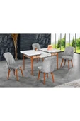 florit mobilya masamıza buyurun Beyaz Mermer Açılır Karegold Yemek Ve Mutfak Masası Takımı 4 Sandalyeli - Gri thumbnail 2