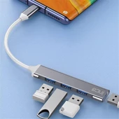 Inca IUSB-04T Type-C Grişli 4Port Usb Hub 3X2.0 USB Çıkış 3.0 USB Çıkış 5 Gbps - 1