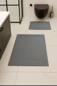 %100 Pamuk Dokuma, Su Emici, Banyo Paspas Seti, Banyo Halısı Vera 2'li Klozet Takım 60x100-60x50 thumbnail 3