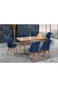 florit mobilya masamıza buyurun Floria Açılır Karegold Yemek Ve Mutfak Masası Takımı 6 Sandalyeli - Lacivert thumbnail 1