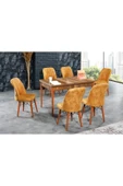 florit mobilya masamıza buyurun Barok Açılır Karegold Yemek Ve Mutfak Masası Takımı 6 Sandalyeli - Hardal thumbnail 2