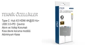 Inca ITPC-04TX Type-c Hub HDMI 4K@30hz USB3.0+PD100W Akım ve Voltaj Korumalı Alüminyum Çoklayıcı - 2
