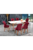 florit mobilya masamıza buyurun Antik Mermer Açılır Karegold Yemek Ve Mutfak Masası Takımı 6 Sandalyeli - Bordo thumbnail 1