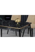 Siyah Gold Serisi 80*130 Açılabilir Mutfak Masası Takımı 1. Sınıf Bayby Face Krem - 4