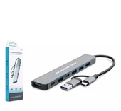 Hadron Hdx7827 Type-C Hub 2-Type-C + 4-Usb3.0 + 7In1 Gri - 2