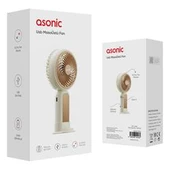 Asonic AFN21 Krem 250mAh Dahili Pil Elde Taşınabilir Masaüstü Usb Fan Şarjlı Type-c Şarj - 4