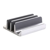 Alüminyum dikey laptop standı 3 yuvalı multi dock ayarlanabilir genişlik masaüstü düzenleyici thumbnail 1