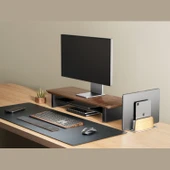 Ahşap Laptop Standı Dikey Çift Yuvalı MacBook iPad Telefon Uyumlu Masaüstü Organizer Kaymaz Taban thumbnail 7