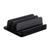 Alüminyum dikey laptop standı 3 yuvalı multi dock ayarlanabilir genişlik masaüstü düzenleyici thumbnail 3