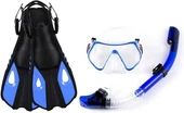 Monozone Yetişkinler İçin Şnorkel Takımı 3Parça Set,Dalış Gözlüğü,Şnorkel,Ayarlanır Yüzme Paletleri thumbnail 2