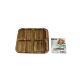 AKASYA KARE 4 BÖLMELİ AHŞAP SERVİS SUNUM TEPSİ - TAHTASI 20 X 1.4CM (5047) - 1