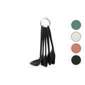5PCS MİNİ=20-21CM RENKLİ SİLİKON MUTFAK SERVİS SETİ KAŞIK - KEPÇE - YAN - DELİKLİ SPATULA - Y.FIRÇASI (5047) - 1