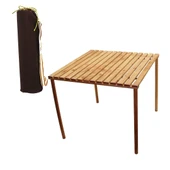 AHŞAP KATLANABİLİR KAMP MASASI VİDALI AYAKLI - BEZ ÇANTALI 60X60X50CM (5047) thumbnail 2