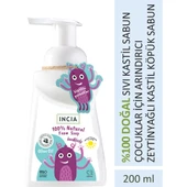INCIA %100 Doğal Köpük Kastil Sabunu Çocuklar İçin Zeytinyağlı 10 Bitkisel Değerli Yağ Vegan 200 ml - 1