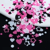 Pembe Beyaz Tırnak Süsleme Folyo Pulları Karışık Dizayn Kelebek Kalp Tavşan Nail Art - 4