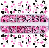 Pembe Beyaz Tırnak Süsleme Folyo Pulları Karışık Dizayn Kelebek Kalp Tavşan Nail Art - 3