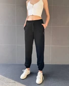 paça lastikli rahat kumaş eşofman siyah - 2