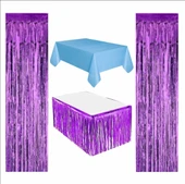 Mavi Masa Örtüsü, Mor Masa Eteği, 2 adet Mor Arka Fon thumbnail 1