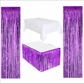 Beyaz Masa Örtüsü, Mor Masa Eteği, 2 adet Mor Arka Fon thumbnail 1