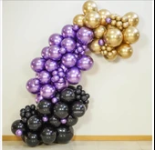 10 Adet Metalik Gold, 10 Adet Metalik Mor, 10 Adet Metalik Siyah Balon thumbnail 1