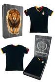 Galatasaray Orijinal 5 Yıldızlı Siyah Basic Çocuk T-shirt Gs Aslan Baskılı Hediyelik Ahşap Kutulu - 1