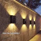 Robeve Tekli Solar Bahçe Aydınlatması Güneş Enerjili Bahçe Aydınlatması Duvar Lambası Çift Taraflı Aplik Işık Led Işık thumbnail 6