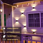 Robeve Tekli Solar Bahçe Aydınlatması Güneş Enerjili Bahçe Aydınlatması Duvar Lambası Çift Taraflı Aplik Işık Led Işık thumbnail 2