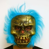 Wild Skull - Bakır Kafatası Turkuaz Saçlı İskelet Maske - 1