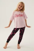Barbie L1704-3 Kız Çocuk Kısa Kol Pijama Takımı - 3