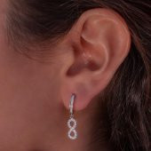 Sonsuzluk Tasarımlı Zirkon Taşlı Sallantılı 925 Ayar Gümüş Küpe thumbnail 1