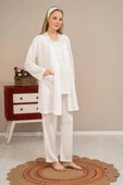 Ba-Ha 4503 Jakar Sabahlıklı Dantelli Detaylı Lohusa Pijama Takımı - 1