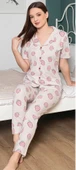 Alissa 6251 Kadın Çilek Desenli Patlı Pijama Takımı - 2
