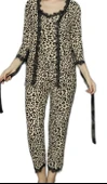 Leopar Şıklığıyla 3’lü Set Pamuklu Kadın Pijama Takımı - 3